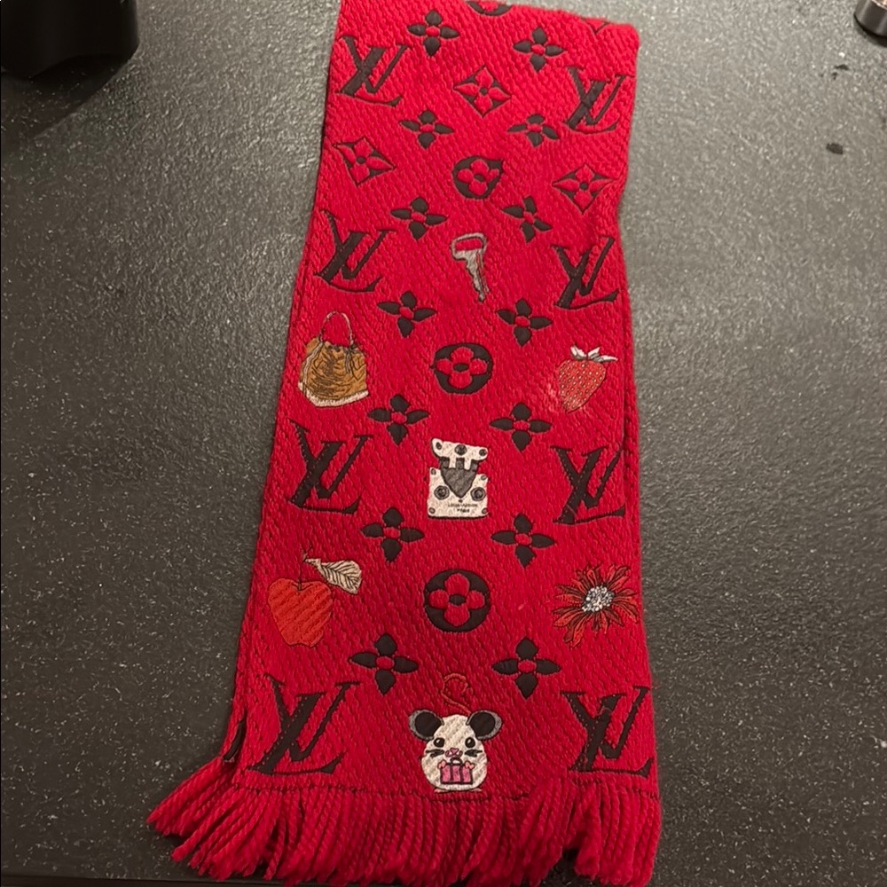 Louis Vuitton Limited Edition Red Patterned Scarf